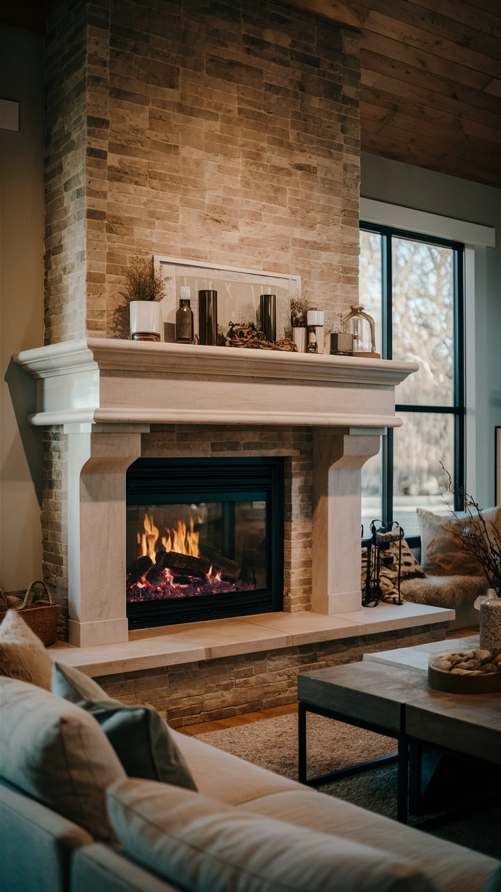 Fireplace with Mantel for living room corner