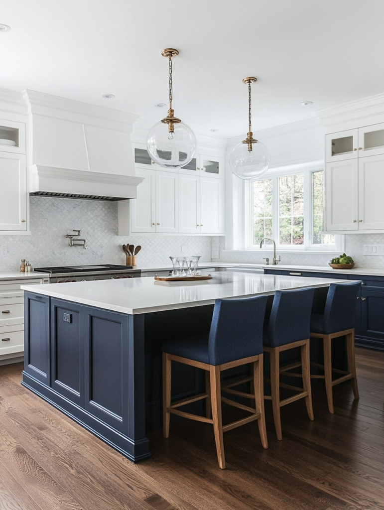 White And Blue Kitchen Cabinets Ideas