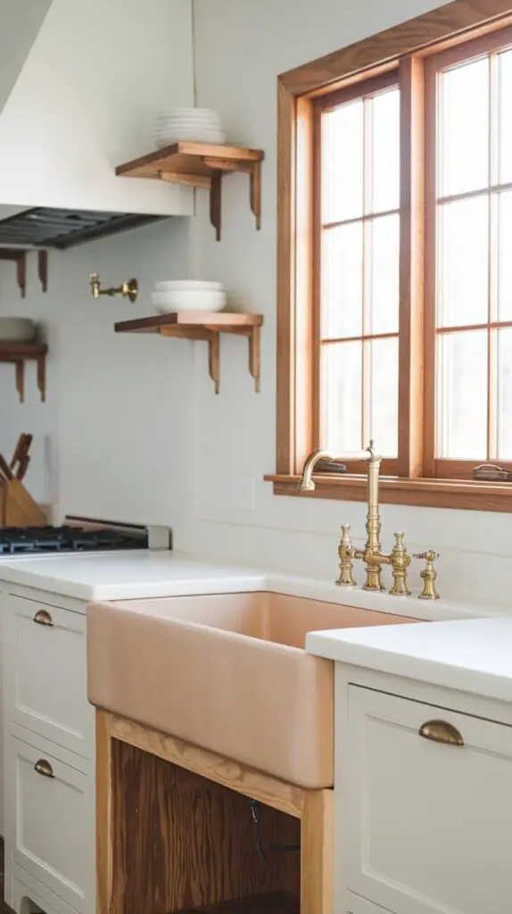 White Kitchen With Wood Accents