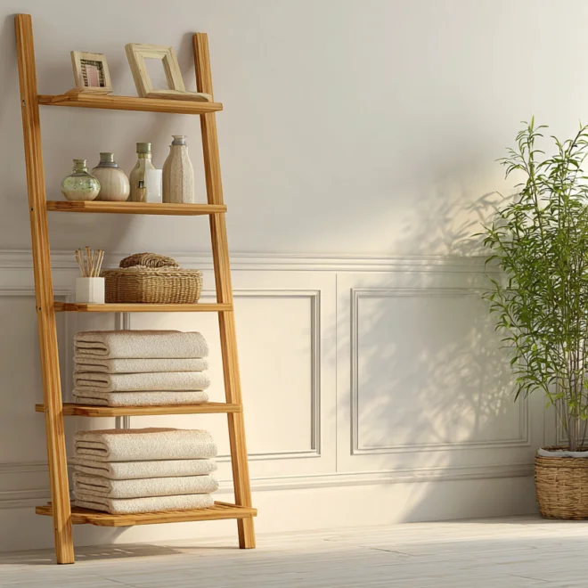 18 Clever Over Toilet Ladder Shelf Ideas To Maximize Tiny Bathrooms