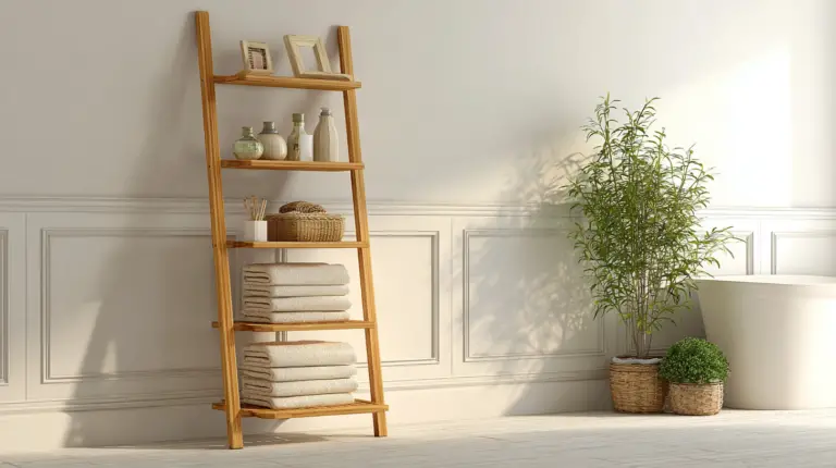 18 Clever Over Toilet Ladder Shelf Ideas To Maximize Tiny Bathrooms