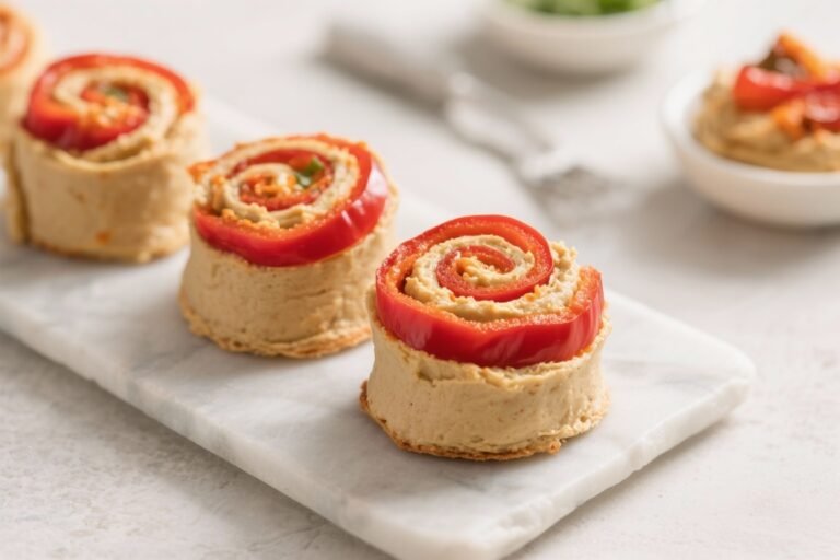 Roasted Red Pepper and Hummus Pinwheels – A Simple, Fresh Party Snack
