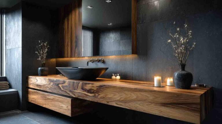 18 Jaw-Dropping Black And Wood Bathroom Ideas