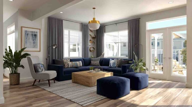 15 Navy Blue & Grey Living Room Ideas That Look Designer-Made