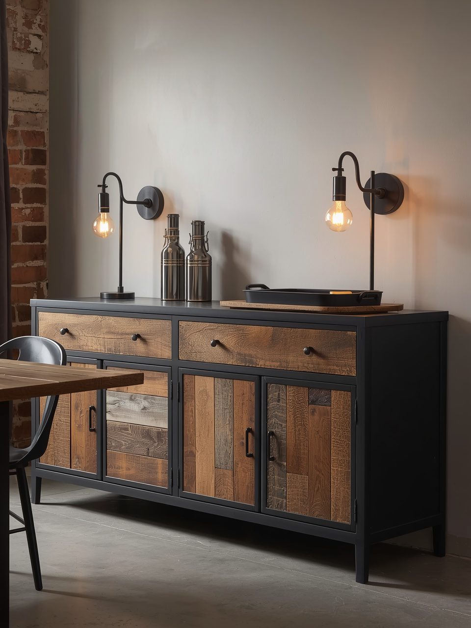 8. Industrial Wood And Metal - 11 Dining Room Sideboard Ideas To Elevate Your Space