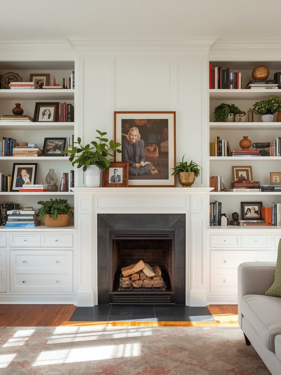 11. Multi-Level Shelving Units - 12 Fireplace Built-In Cabinet Ideas To Transform Your Living Space