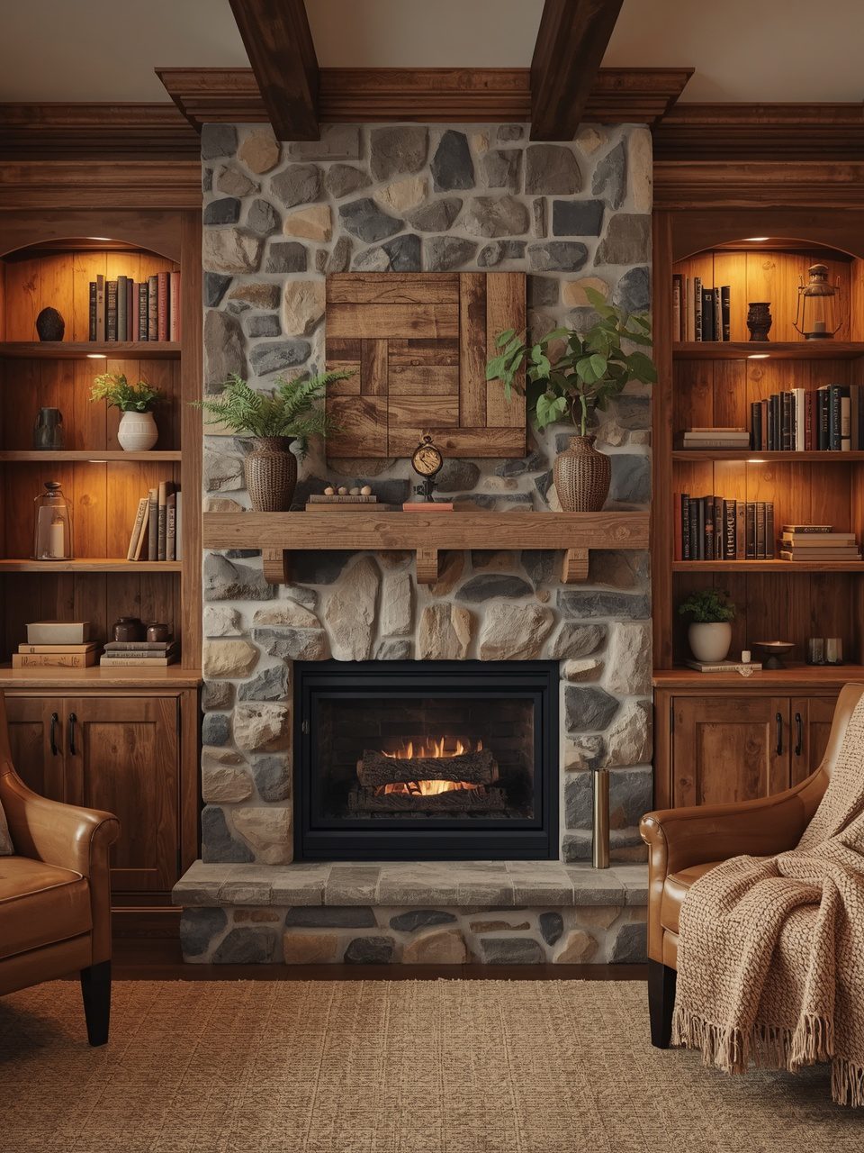 3. Rustic Reclaimed Wood Units - 12 Fireplace Built-In Cabinet Ideas To Transform Your Living Space