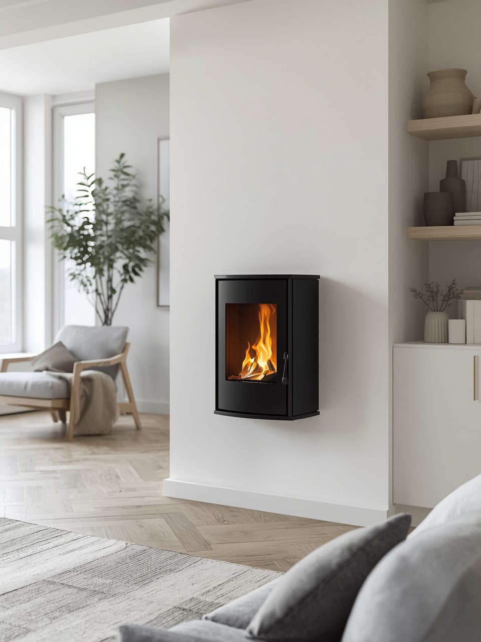1. Compact Wall-Mounted Stoves - 12 Scandinavian Fireplace Ideas for Small Homes That Maximize Style and Space