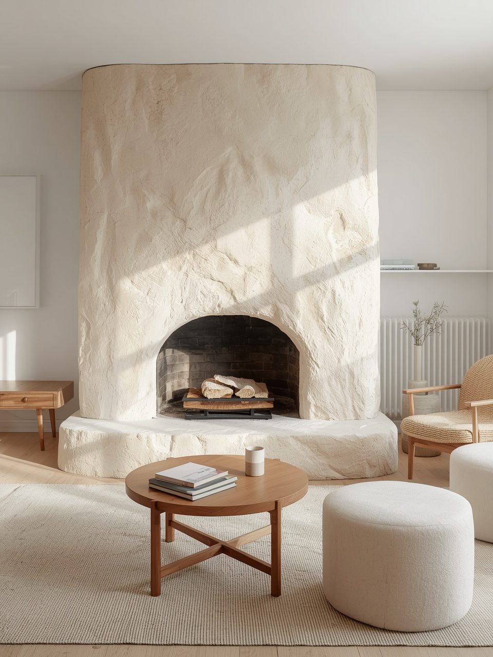 11. Fireplace With Natural Stone - 12 Scandinavian Fireplace Ideas for Small Homes That Maximize Style and Space