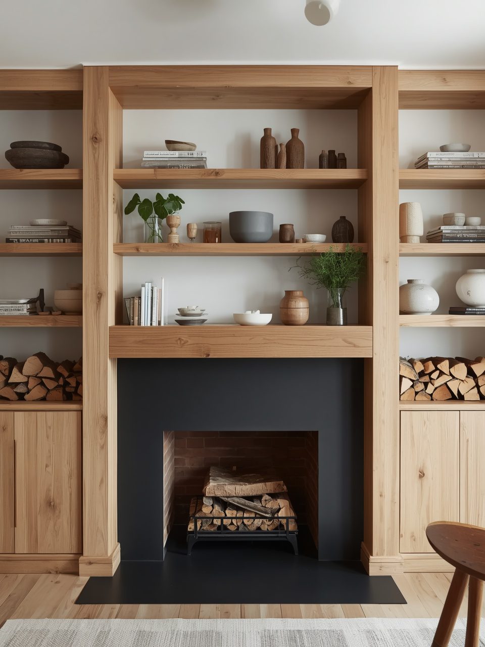3. Built-In Fireplace Shelving - 12 Scandinavian Fireplace Ideas for Small Homes That Maximize Style and Space