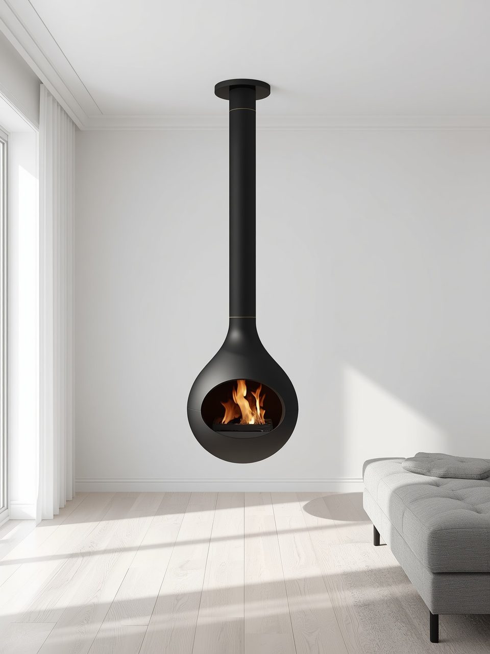 8. Hanging Fireplace Designs - 12 Scandinavian Fireplace Ideas for Small Homes That Maximize Style and Space