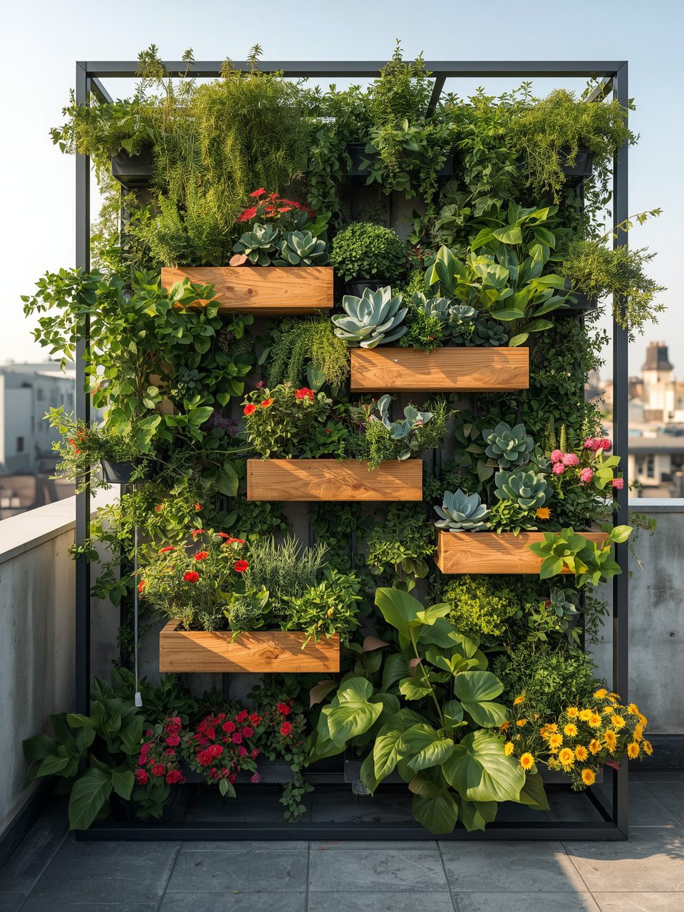 2. Vertical Garden Wall - 12 Stunning Rooftop Garden Ideas to Transform Your Space