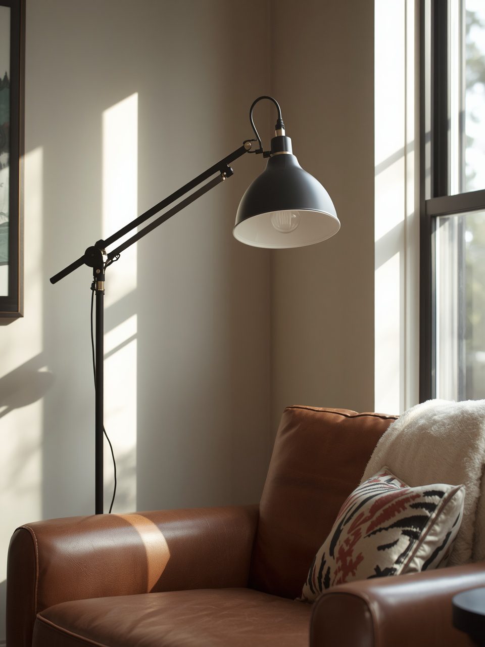 11. Adjustable Swing Arm Lamp - 14 Living Room Floor Lamp Ideas to Brighten Up Your Space