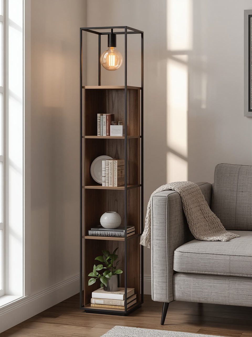 14. Floor Lamp with Built-In Shelf - 14 Living Room Floor Lamp Ideas to Brighten Up Your Space