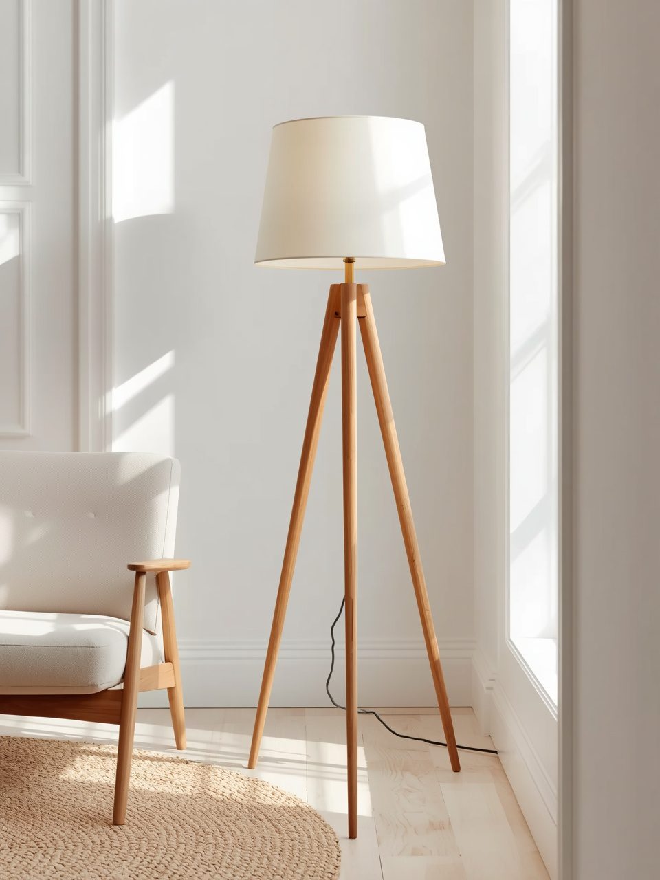 2. Minimalist Tripod Lamp - 14 Living Room Floor Lamp Ideas to Brighten Up Your Space