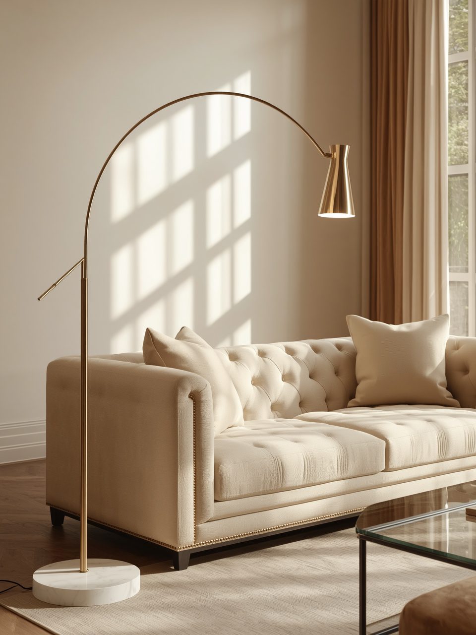 5. Arc Floor Lamp with Marble Base - 14 Living Room Floor Lamp Ideas to Brighten Up Your Space