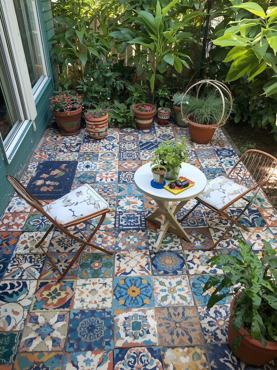 9. Tile Remnants Treasure - 15 Budget-Friendly Patio Floor Ideas To Transform Your Outdoor Space