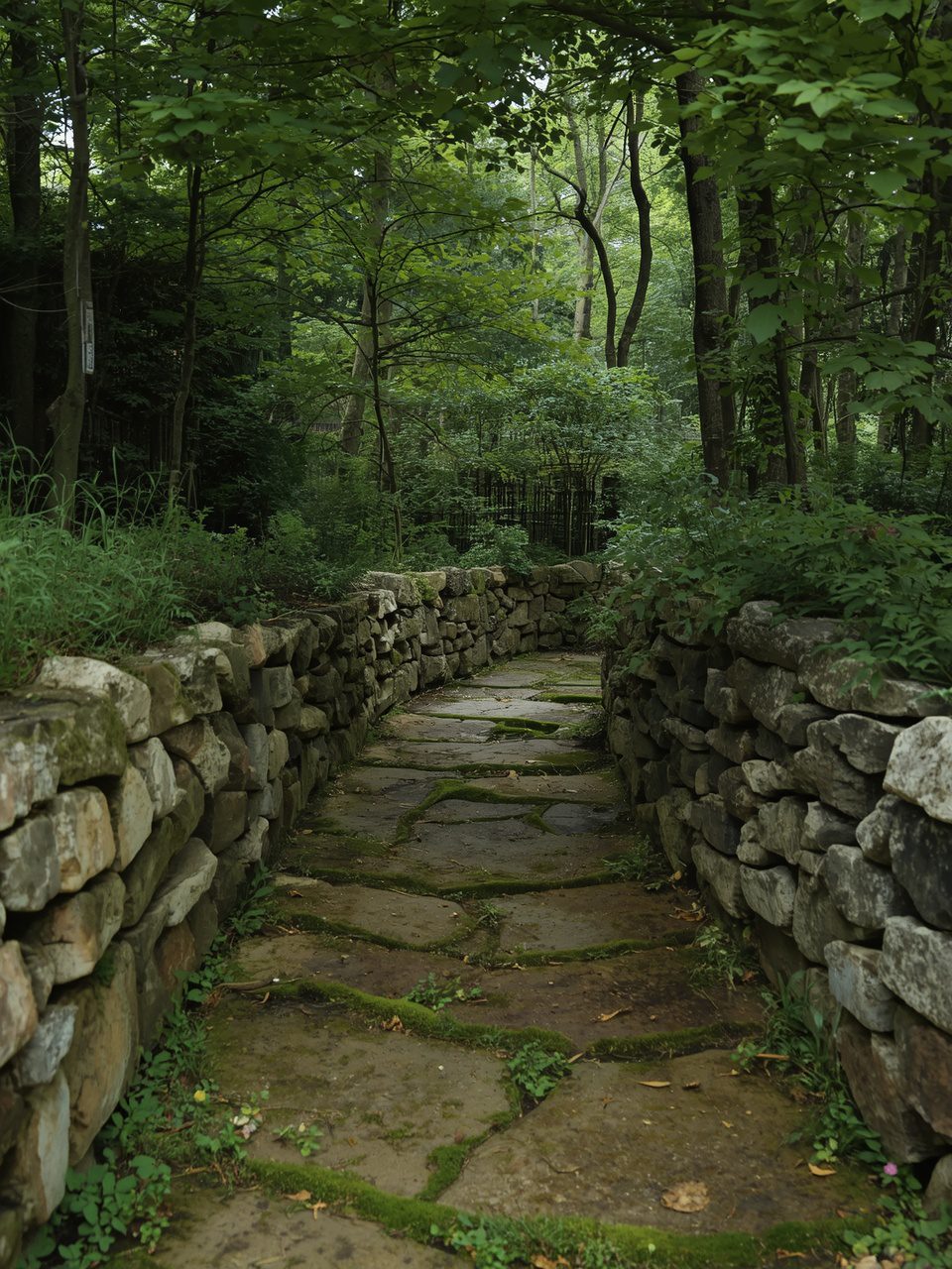 14. Natural Stone Wall Sides - 15 Magical Woodland Garden Path Ideas To Transform Your Outdoor Space
