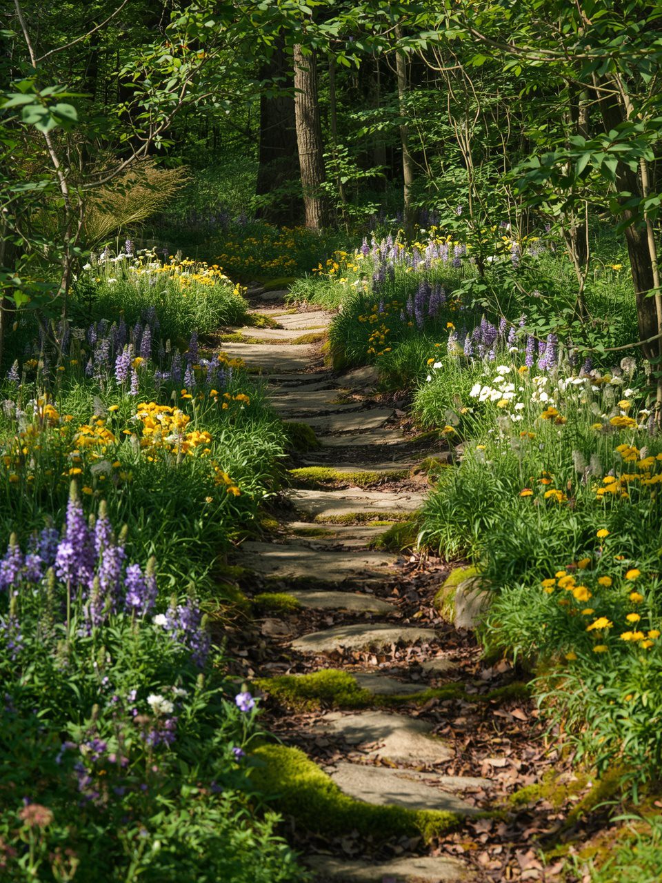 5. Wildflower-Lined Path - 15 Magical Woodland Garden Path Ideas To Transform Your Outdoor Space