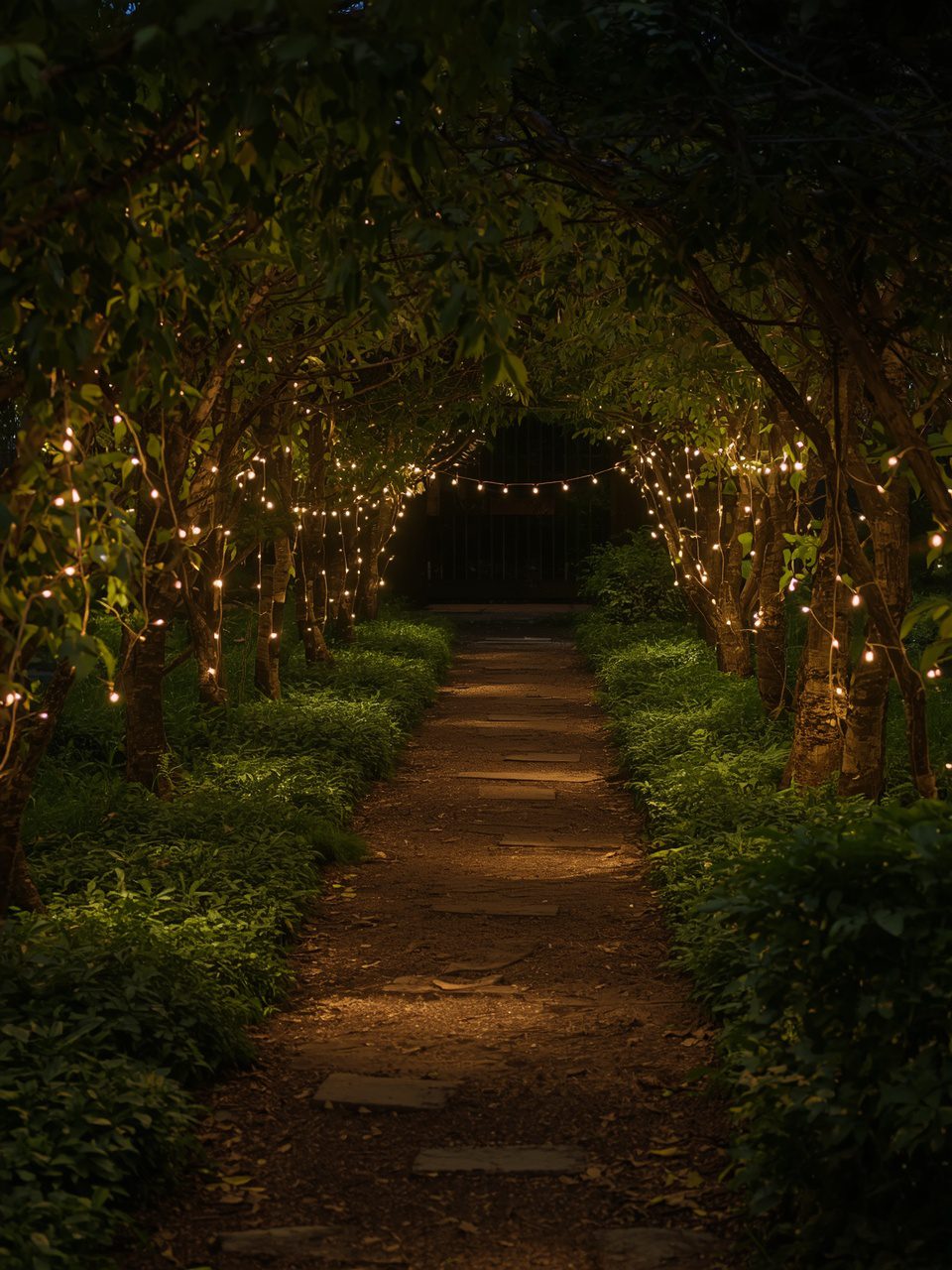 7. Fairy Light Accents - 15 Magical Woodland Garden Path Ideas To Transform Your Outdoor Space